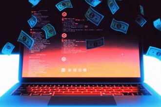 Laptop showing custom AI chatbot interface representing the local business AI bot building side hustle