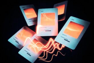 Floating AI digital products including templates ebooks and prompt packs representing the passive income opportunity in 2026