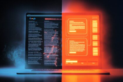 Split view comparing traditional search results with AI generated answers citing sources