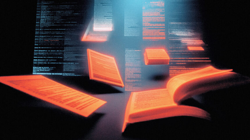 Feynman AI research agent terminal interface connected to academic paper citations in a dark library setting