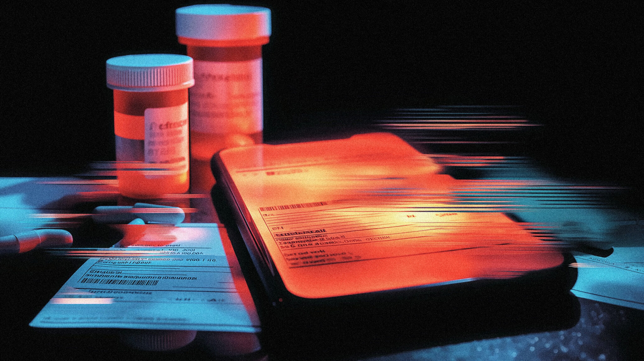 Cracked medical interface representing security vulnerabilities in AI-built telehealth companies