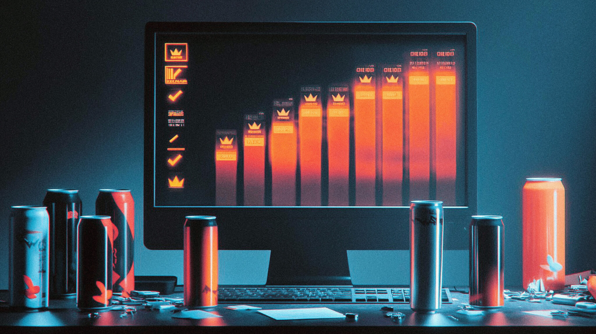 Office desk with AI token usage leaderboard on screen representing Meta's Claudeonomics competition