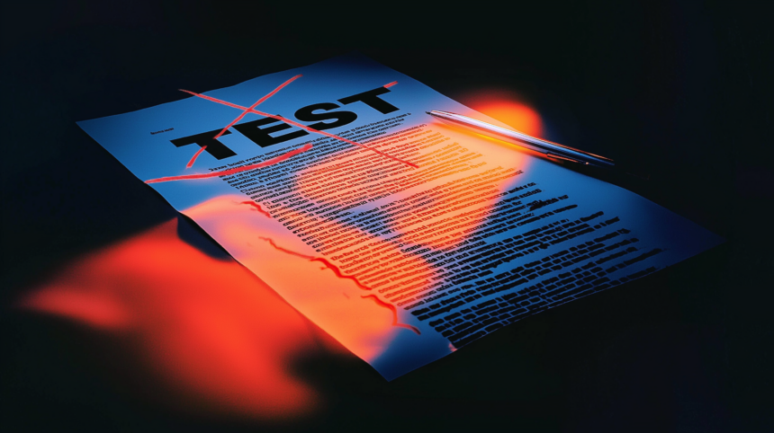 A printed quote with words crossed out and the word "test" added in the margin, illustrating how the viral Mythos claim distorted Warner's testimony.