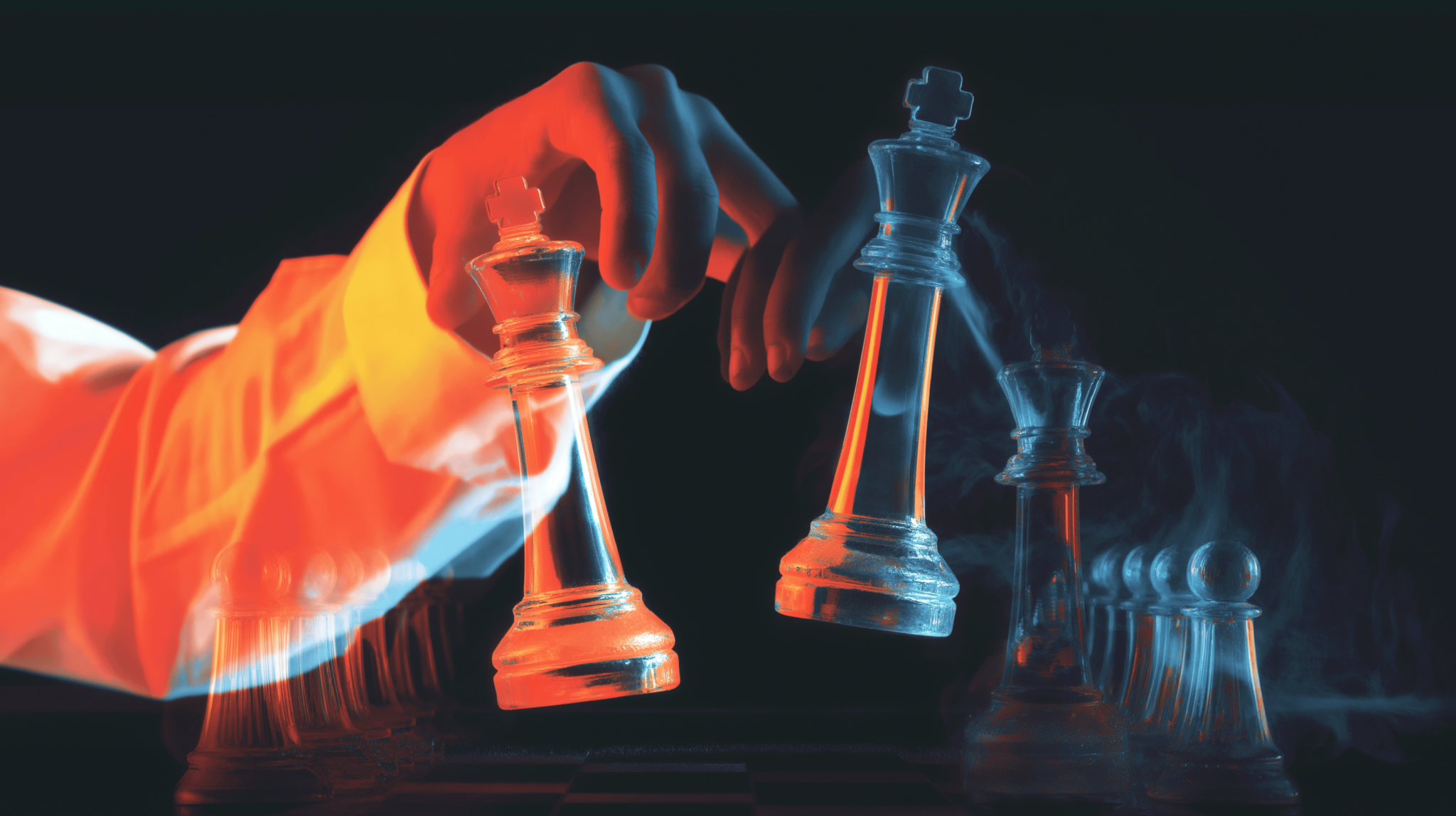 Two chess clocks pressed at the same moment representing the same day ChatGPT Work vs Claude Cowork launches