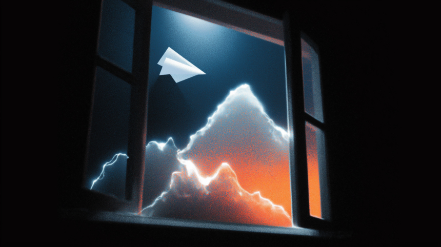Two paper planes on different trajectories from the same window, illustrating contrasting growth and loss strategies