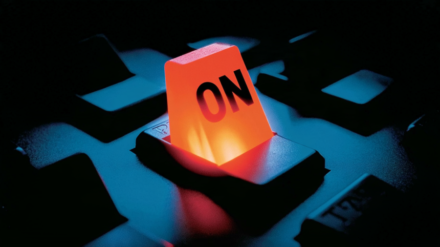 A single switch left on among unlabelled controls, representing a permissive default mode