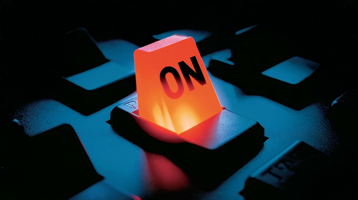 A single switch left on among unlabelled controls, representing a permissive default mode