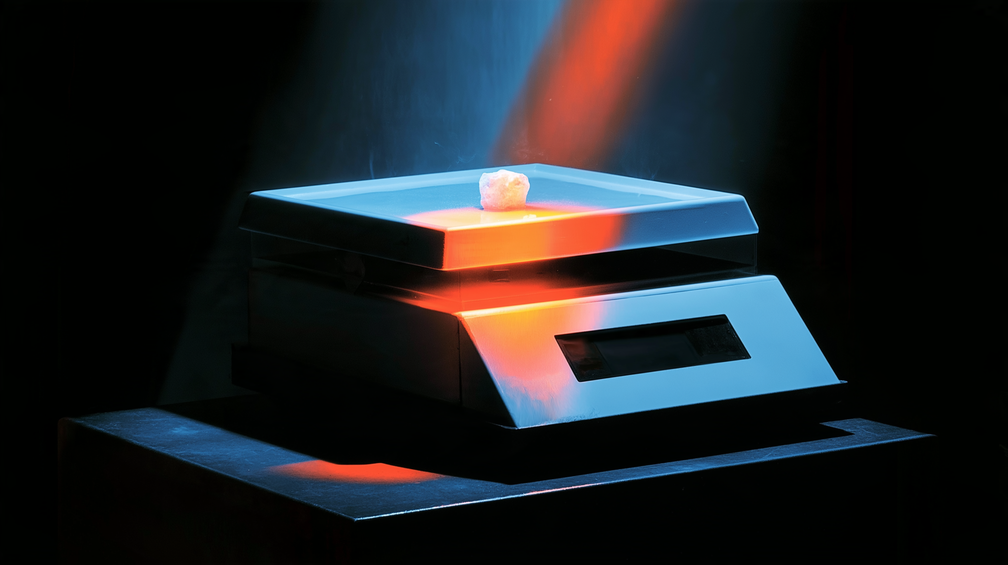 A precision scale with a blank display, representing a measurement that was set up but never read