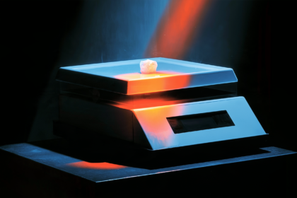 A precision scale with a blank display, representing a measurement that was set up but never read