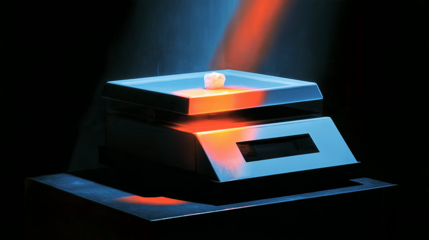 A precision scale with a blank display, representing a measurement that was set up but never read